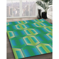 Patterned Lime Mint Green Novelty Rug, pat1453