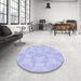 Round Patterned Blue Rug in a Office, pat1454blu