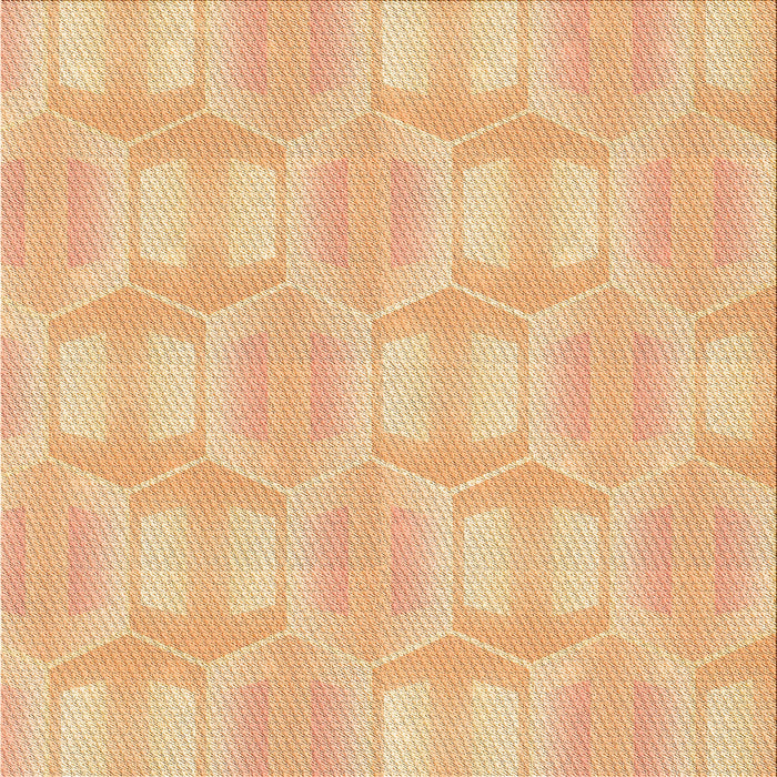 Round Patterned Orange Rug, pat1454org