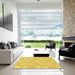 Machine Washable Transitional Yellow Rug in a Kitchen, wshpat1454yw