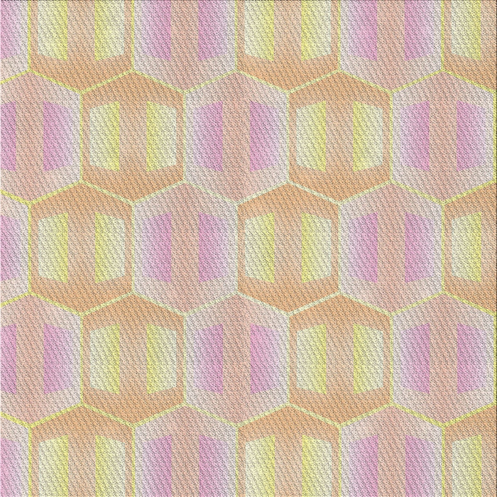 Square Patterned Vanilla Gold Novelty Rug, pat1454