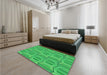 Round Machine Washable Transitional Neon Green Rug in a Office, wshpat1455grn