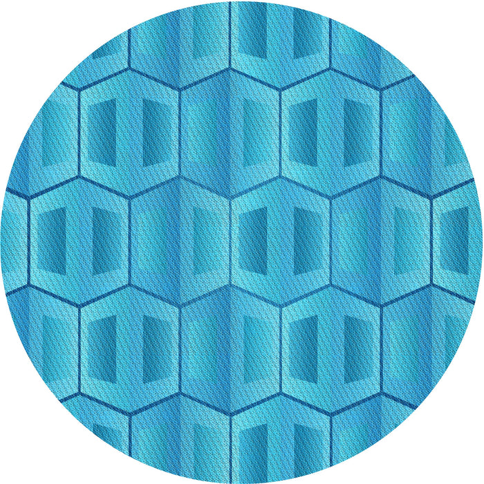 Square Patterned Bright Cyan Blue Rug, pat1455lblu