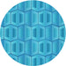 Square Patterned Bright Cyan Blue Rug, pat1455lblu