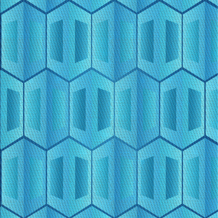 Patterned Bright Cyan Blue Rug, pat1455lblu