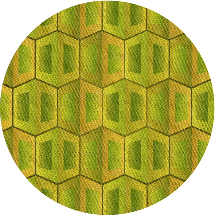 Square Patterned Dark Yellow Green Rug, pat1455yw