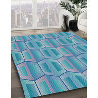 Patterned Blue Novelty Rug, pat1455