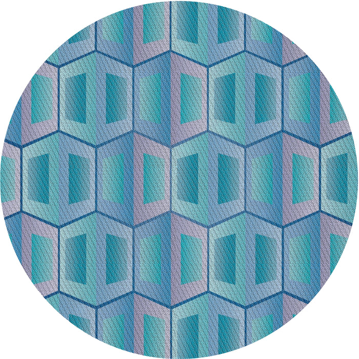 Sideview of Patterned Blue Novelty Rug, pat1455