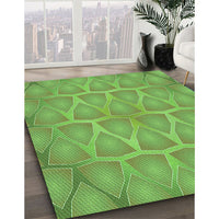 Patterned Dark Lime Green Rug, pat1456grn