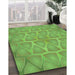 Patterned Dark Lime Green Rug in Family Room, pat1456grn