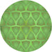 Square Patterned Dark Lime Green Rug, pat1456grn