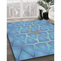 Patterned Diamond Blue Rug, pat1456lblu