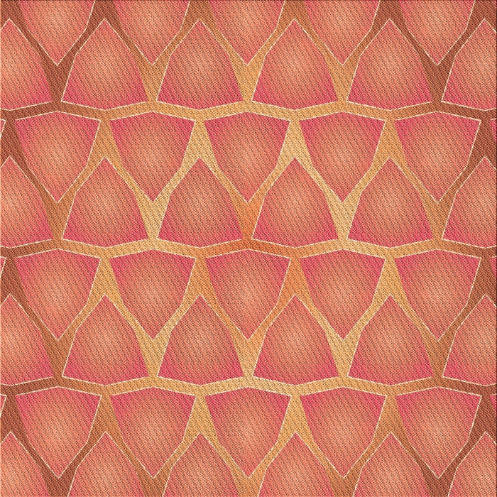 Round Patterned Orange Rug, pat1456org