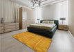 Patterned Neon Orange Rug in a Bedroom, pat1456yw