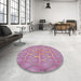 Round Patterned Plum Purple Novelty Rug in a Office, pat1456