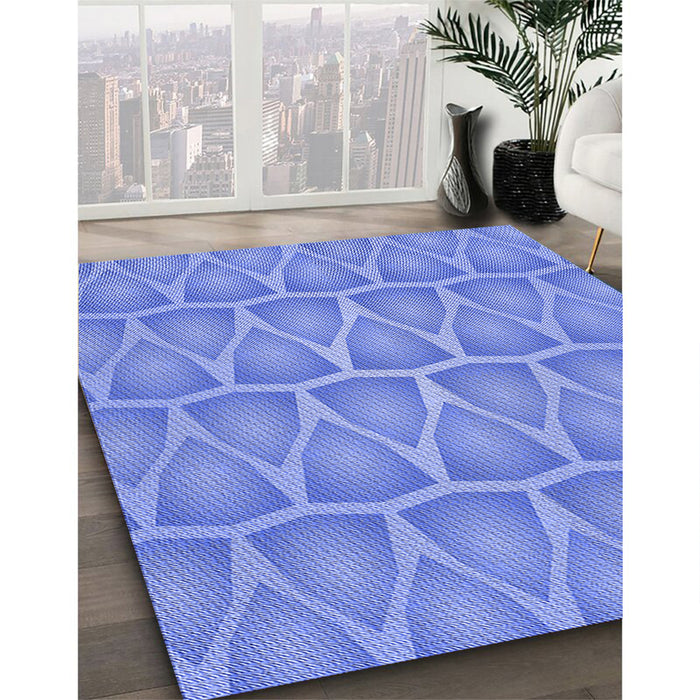 Patterned Blue Rug in Family Room, pat1457blu