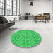 Round Patterned Neon Green Rug in a Office, pat1457grn