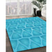 Machine Washable Transitional Bright Cyan Blue Rug in a Family Room, wshpat1457lblu