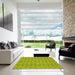 Square Patterned Neon Yellow Green Rug in a Living Room, pat1457yw