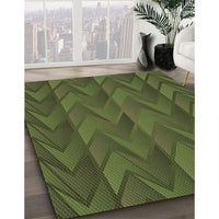 Patterned Army Green Rug, pat1458brn