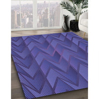 Patterned Sapphire Blue Rug, pat1458pur