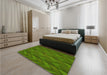 Patterned Dark Lime Green Rug in a Bedroom, pat1458yw