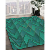 Patterned Light Sea Green Novelty Rug, pat1458