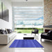 Square Patterned Blue Orchid Blue Rug in a Living Room, pat1459blu