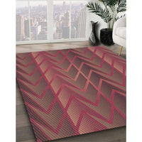 Patterned Rust Pink Rug, pat1459brn