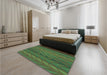 Patterned Green Rug in a Bedroom, pat1459grn