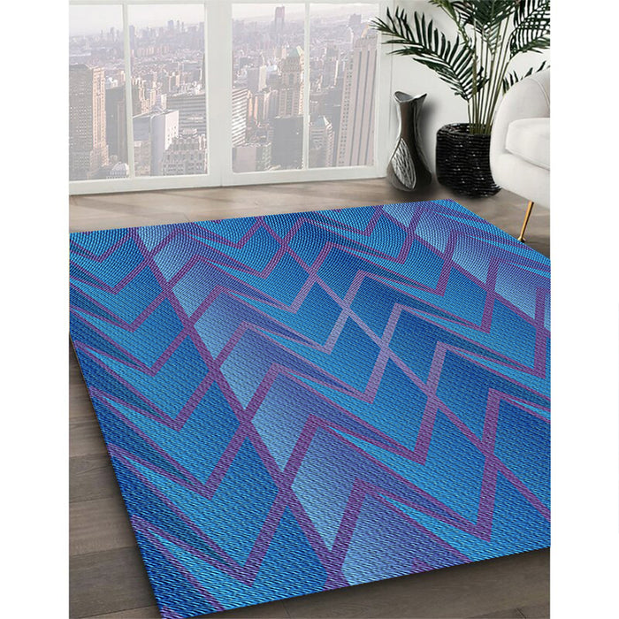 Machine Washable Transitional Blue Rug in a Family Room, wshpat1459lblu