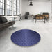 Round Patterned Night Blue Rug in a Office, pat1460blu