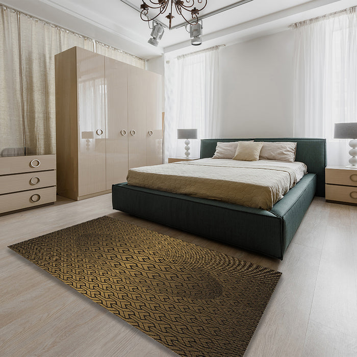 Patterned Midnight Gray Rug in a Bedroom, pat1460brn