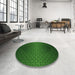 Round Patterned Dark Forest Green Rug in a Office, pat1460grn