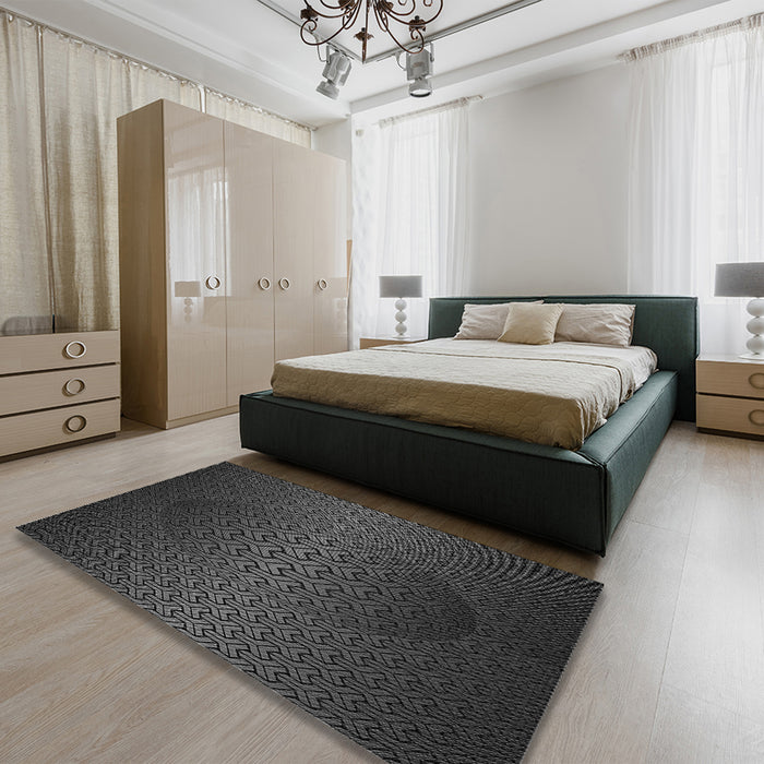 Patterned Ash Gray Rug in a Bedroom, pat1460gry