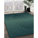 Patterned Aquamarine Stone Green Rug in Family Room, pat1460lblu