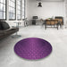 Round Patterned Dark Orchid Purple Rug in a Office, pat1460pur