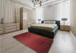 Patterned Red Rug in a Bedroom, pat1460rd