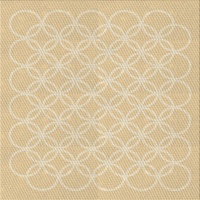 Round Patterned Khaki Gold Rug, pat1461brn