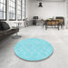 Round Patterned Diamond Blue Rug in a Office, pat1461lblu