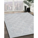 Patterned Water Blue Novelty Rug in Family Room, pat1461