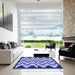 Square Patterned Jeans Blue Rug in a Living Room, pat1462blu