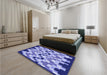 Patterned Jeans Blue Rug in a Bedroom, pat1462blu