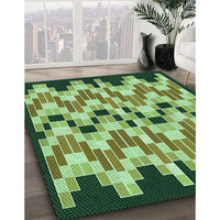 Patterned Army Green Rug, pat1462grn