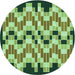 Square Patterned Army Green Rug, pat1462grn