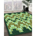 Machine Washable Transitional Army Green Rug in a Family Room, wshpat1462grn