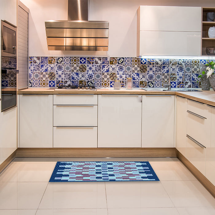 Patterned Sky Blue Rug in a Kitchen, pat1462lblu