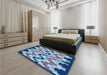 Patterned Sky Blue Rug in a Bedroom, pat1462lblu