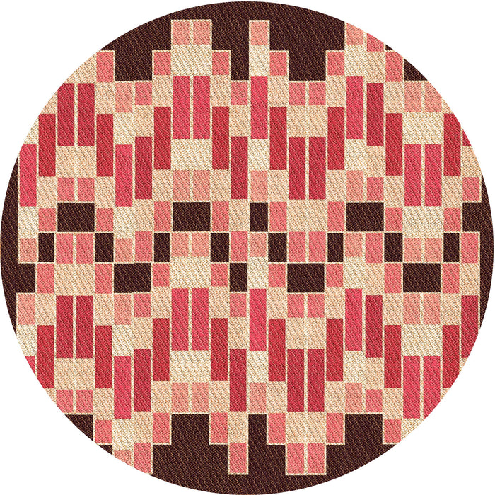 Square Patterned Tomato Red Rug, pat1462org