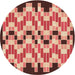 Square Patterned Tomato Red Rug, pat1462org